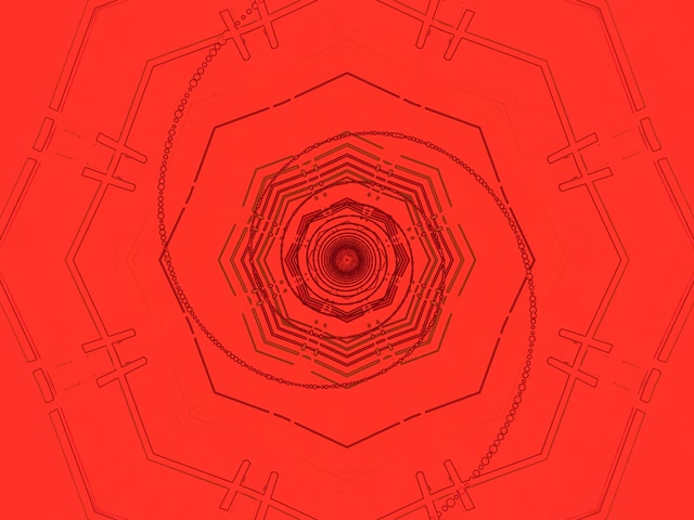 Tunnel Néon Rouge Octogone Vortex Économiseur d'écran 4:3 Classique 60fps Vj Loop