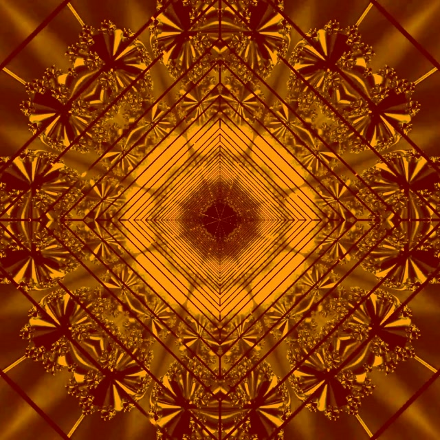 Tunnel Néon Doré Fractal Économiseur d'écran 1:1 Carré 60fps Vj Loop