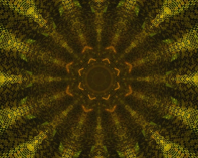 Tunnel Néon Kaléidoscope Mosaïque Dorée VJLoops 5:4 industriel 60fps Écran de Veille