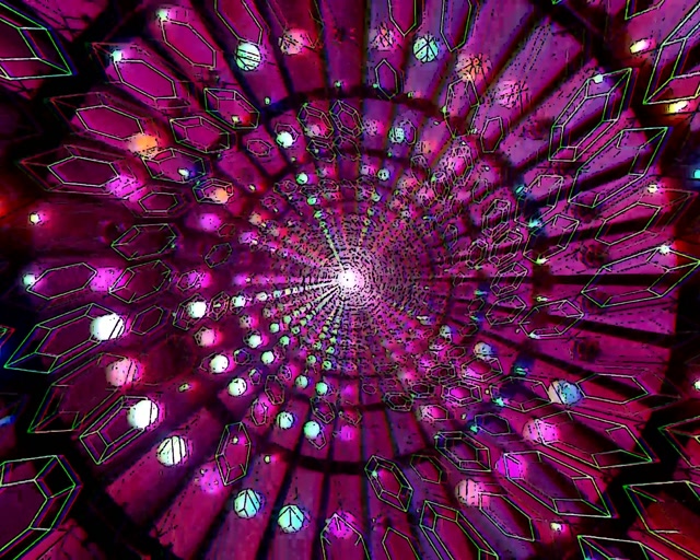 Tunnel Néon Cristal Violet Économiseur d'écran 5:4 industriel 60fps Vj Loop