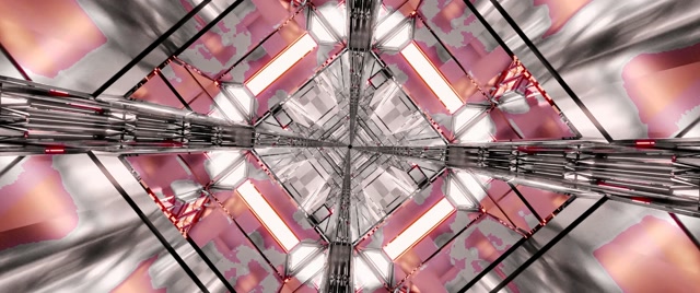 Tunnel Néon Rouge Diamant Kaléidoscope VJ Loop 2.39:1 Cinémascope 60fps Écran de Veille