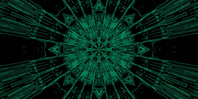 Tunnel Néon Explosion Kaléidoscope Fractal Vert VJLoops 2:1 Univisium 60fps Économiseur d'Écran