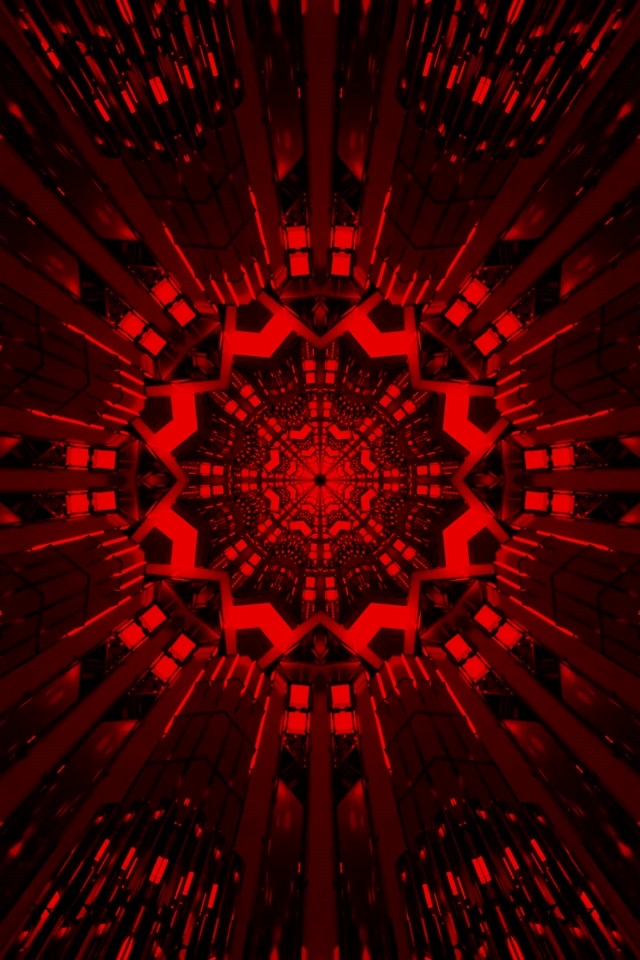 Fractal Dearg Kaleidoscope Tollán Neon 2:3 Portráid Grianghraf 60fps Spárálaí Scáileáin VJ Loop