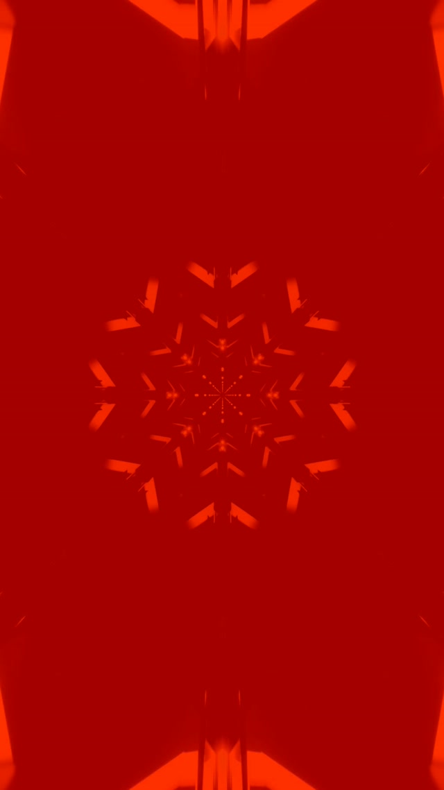 Red Neon Tunnel Snowflake Screensaver 60fps 9:16 Reels VJ Loop