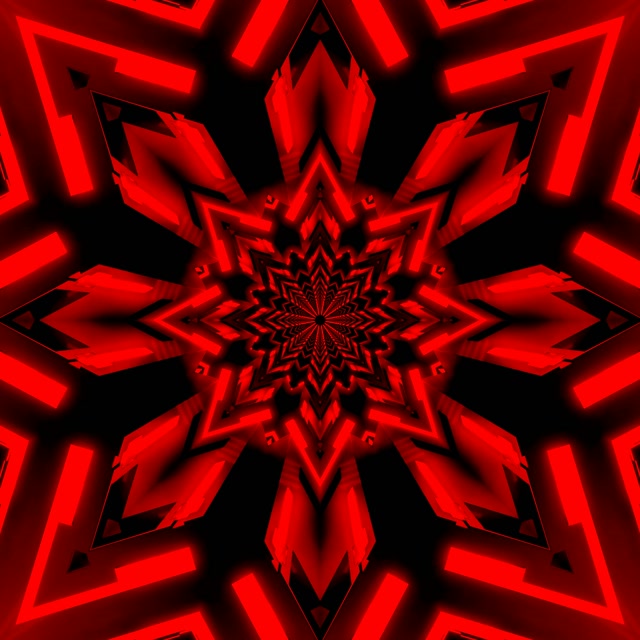 Red Fractal Star Neon Tunnel Vj Loop 1:1 Square 60fps Screensaver