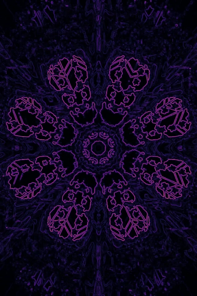Tollán Neon Mandala Fractálach Corcra VJLoops 2:3 Portráid Grianghraf 60fps Spárálaí Scáileáin