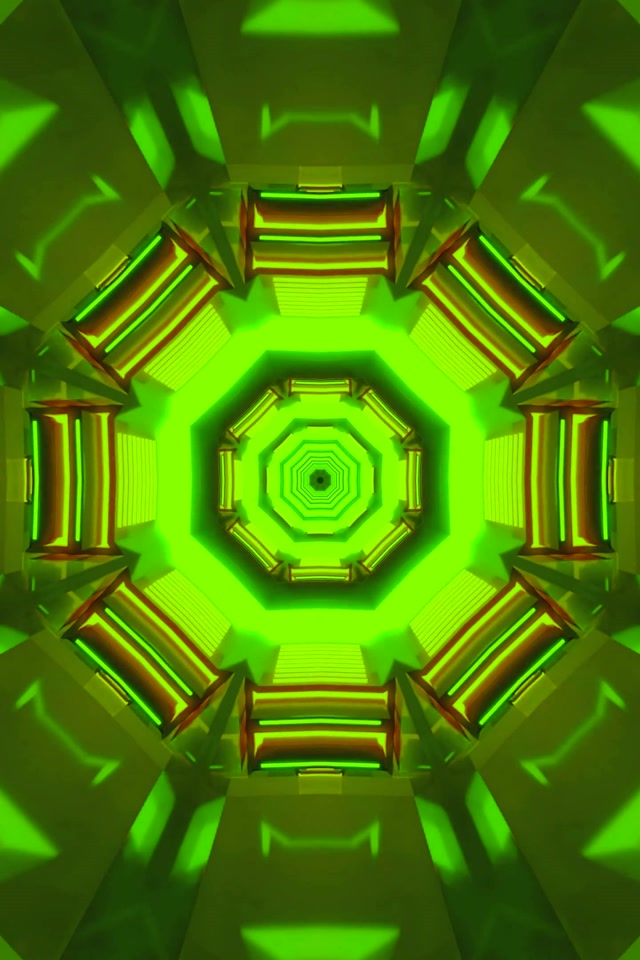 Neon Tunnel Green Octagon Vortex Screensaver 2:3 Photo Portrait 60fps Vj Loop