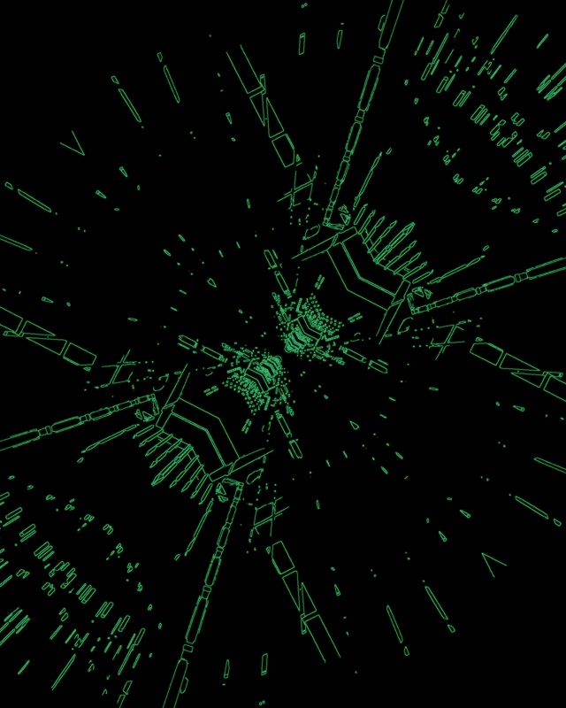 Neon Tunnel Green Spider Web Burst VJ Loop 60fps 4:5 Instagram Screensaver