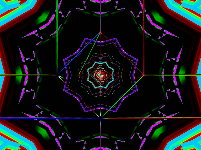 Scáileán coimeádach tollan neon sícidéileach 4:3 clasaiceach 60fps VJ loop caleideasgóp patrúin gheoiméadracha