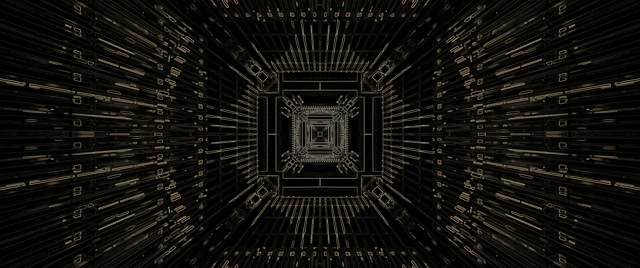 Neon Tunnel Gold Circuit Grid VJ Loop 2.39:1 Cinemascope 60fps Screensaver