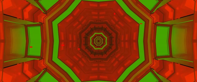 Red Green Neon Tunnel Octagon Vortex 2.39:1 Cinemascope 60fps VJ Loop Screensaver