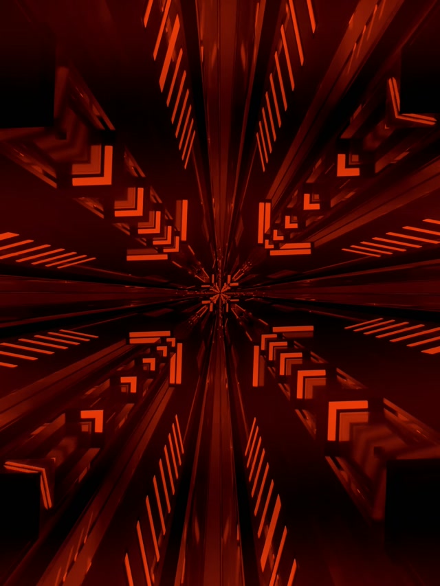 Tollán Neon Dearg Kaleidoscope Fractálach Spárálaí Scáileáin 3:4 iPad Portrait 60fps Vj Loop