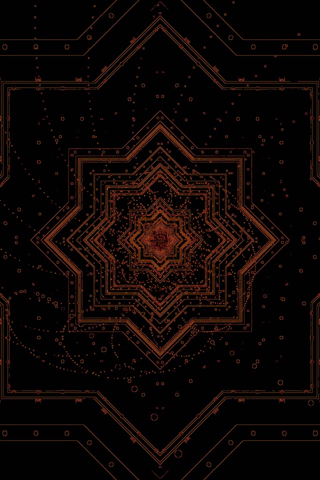 Soilsiú Néoin Tunnel Copper Star Mandala VJ Loop 2:3 Photo Portrait 60fps Scáileán Gréine
