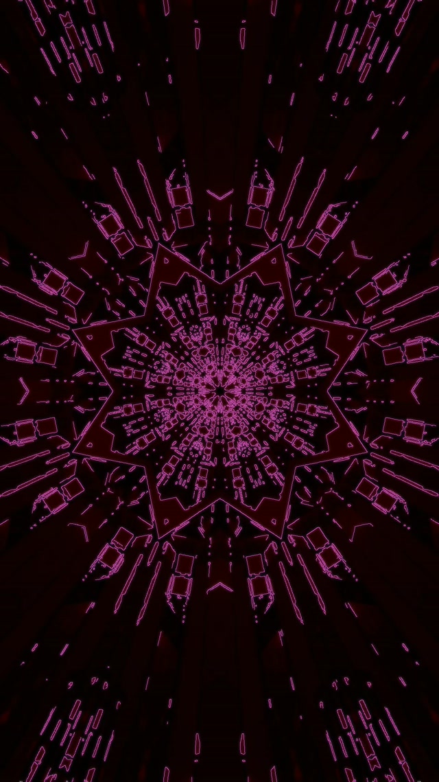 Tollán Neon Caileascóp Blúirfhrancach Bándearg Réalta Vj Loop 9:16 Reels 60fps Scáileán Cosnanta