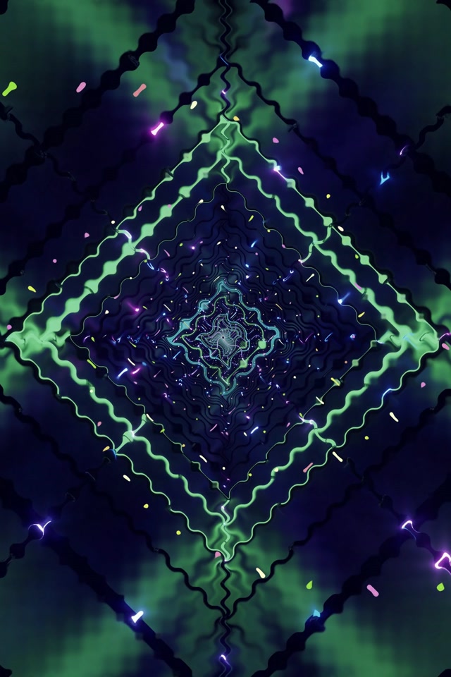 Tollan Neon Guairneán Diamaint Glas VJLoops 2:3 Grianghraf Portráid 60fps Spárálaí Scáileáin