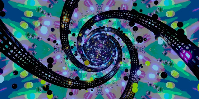 Tollán Neon Bíseach Kaleidoscope VJ Loop 2:1 Univisium 60fps Spárálaí Scáileáin