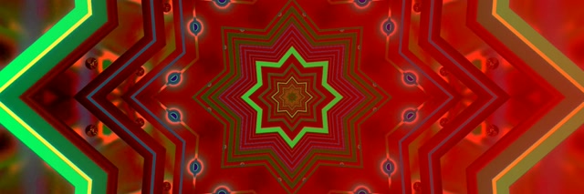 Tollán Neon Dearg Réalta Mandala Spárálaí Scáileáin 3:1 Triple Wide 60fps VJ Loop