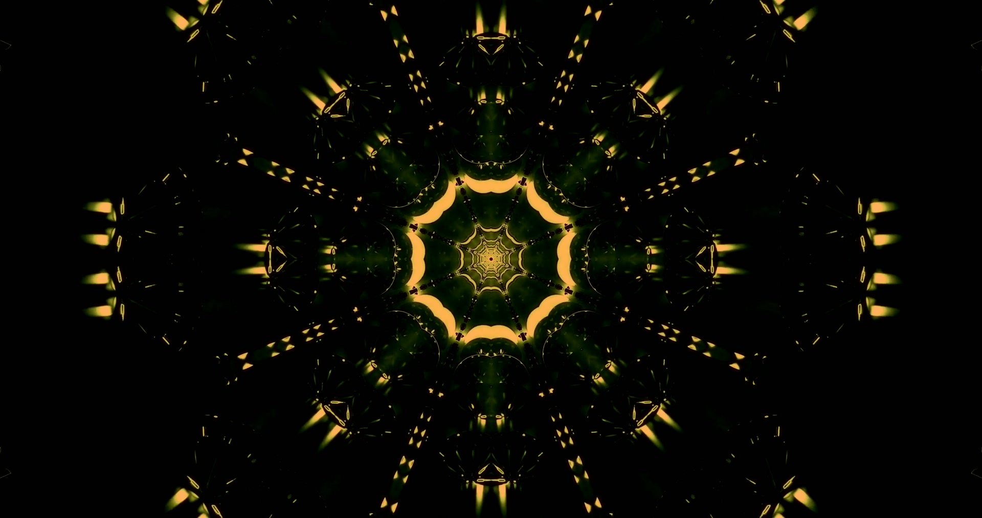 Ouro Verde Túnel Neón Caleidoscopio Salvapantallas 4K UHD 60fps VJ Loop