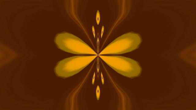 Yellow Neon Tunnel 60fps with Symmetrical Flower Petals and Golden Light Rays