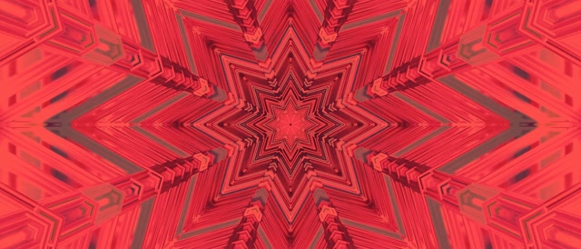 Red Star Kaleidoscope Neon Tunnel Vj Loop 21:9 Ultrawide 60fps Screensaver