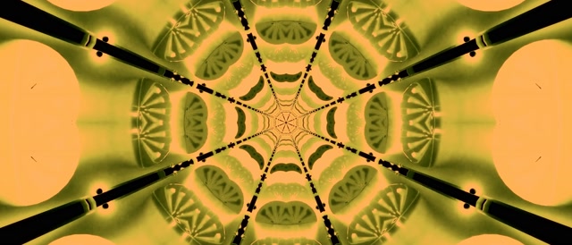 Neon Tunnel Gold Kaleidoscope Vj Loop 21:9 Ultrawide 60fps Screensaver