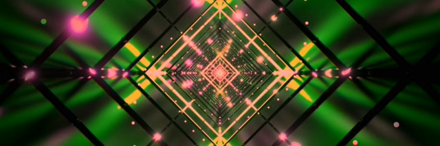 Neon Tunnel Pink Green Diamond Grid Vj Loop 3:1 Triple Wide 60fps Screensaver