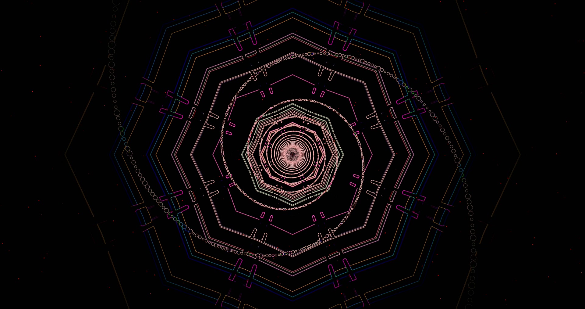 Protector de Pantalla Túnel Neón PC 4K UHD 60fps VJLoops Hexágono Rosa