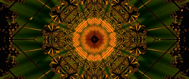 Túnel Neón Verde Ouro Calidoscopio Protector de Pantalla 60fps 2.39:1 Cinemascope VJ Loop