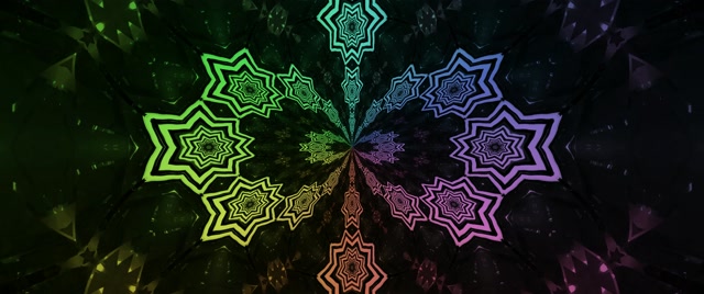 Túnel Neon Mandala Estrela Arco da Vella Vj Loop 2.39:1 Cinemascope 60fps Protector de Pantalla