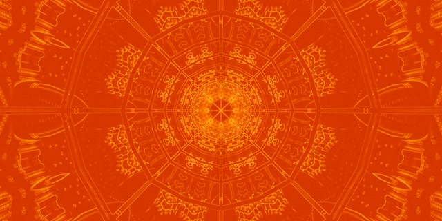 Túnel Néon Laranxa Mandala Vórtex Vj Loop 2:1 Univisium 60fps Screensaver