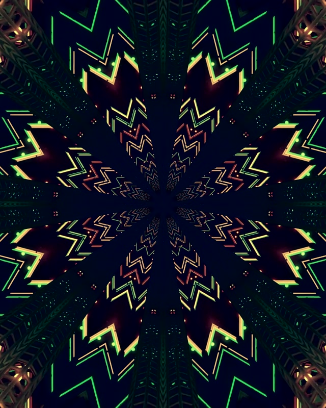 Túnel Neón Verde Zigzag Caleidoscopio 60fps 4:5 Instagram Protector de Pantalla PC Vj Loop