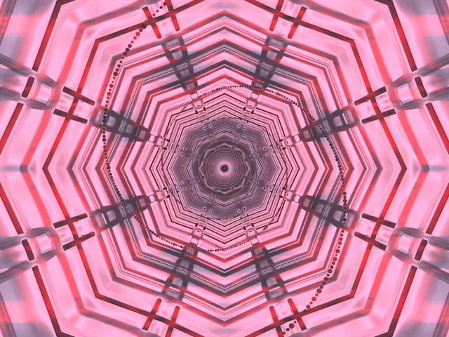 Vj loop Túnel Neón Rosa Vermello Vórtice Octógono 4:3 clásico 60fps salvapantallas
