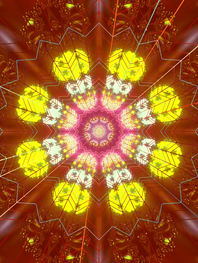 Túnel Neón Calidoscopio Estrela Vermella VJ Loop 3:4 iPad Portrait 60fps Protector de Pantalla