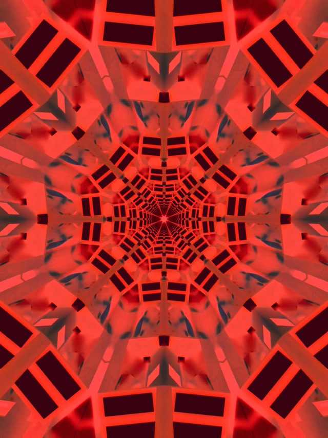 Túnel Neón Vermello Fractal Kaleidoscopio 3:4 iPad Retrato 60fps Protector de Pantalla VJLoops