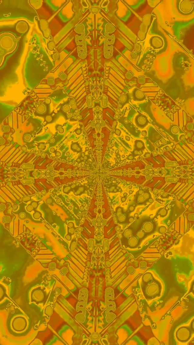 Túnel Neón Kaleidoscopio Fractal Dourado VJLoops 9:16 Reels 60fps Protector de Pantalla