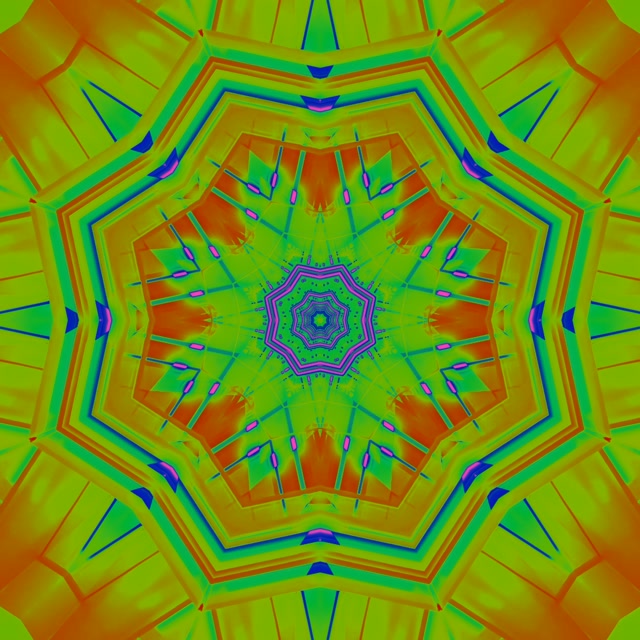 Neon Tunnel Kaleidoscope Star Burst VJ Loop 1:1 Square 60fps Screensaver