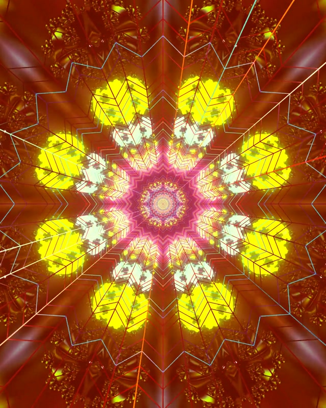 Neon Tunnel Red Star Kaleidoscope 60fps VJ Loop 4:5 Instagram Screensaver