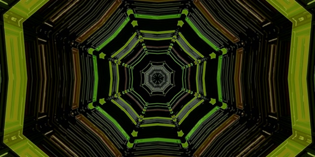 Neon Tunnel Octagonal Vortex 2:1 Univisium 60fps VJ Loop Screensaver