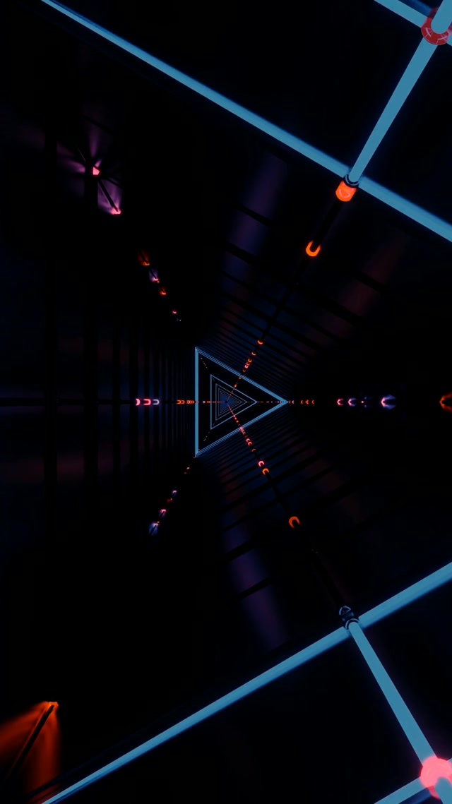 Neon Tunnel Triangular Vortex 9:16 Reels 60fps VJ Loop Screensaver