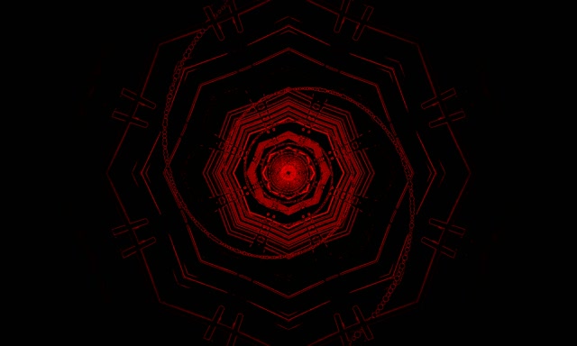 Red Neon Tunnel Octagon Vortex VJ Loop 5:3 Wide 60fps Screensaver