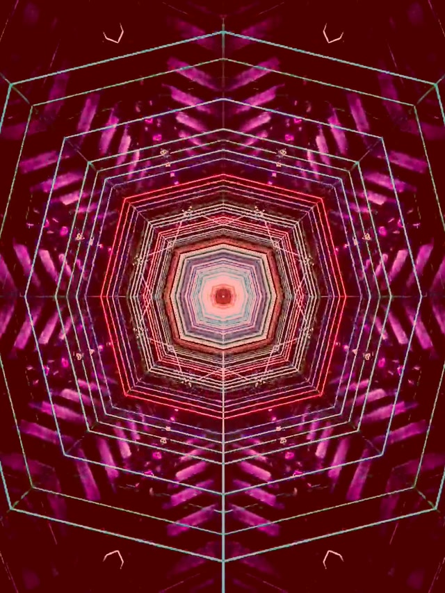 Neon Tunnel Crimson Octagon Vortex VJ Loop 3:4 iPad Portrait 60fps Screensaver