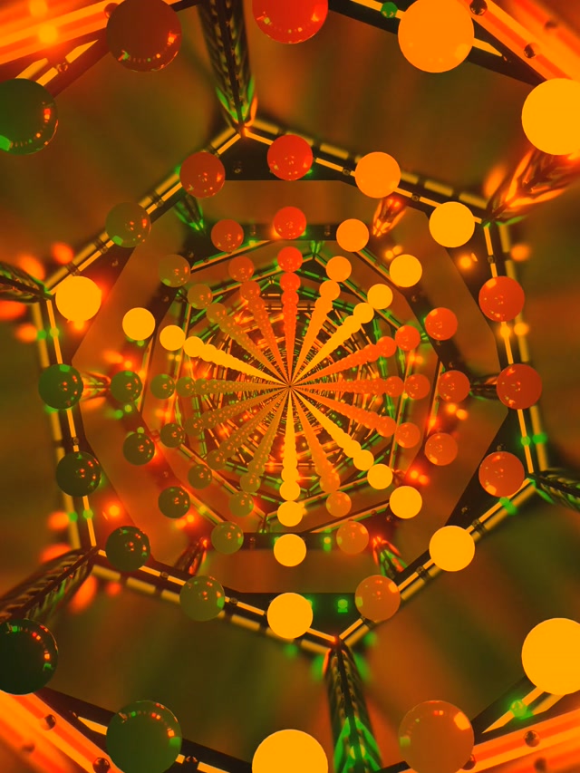 Neon Tunnel Orange Hexagon Screensaver 3:4 iPad Portrait 60fps VJ Loop