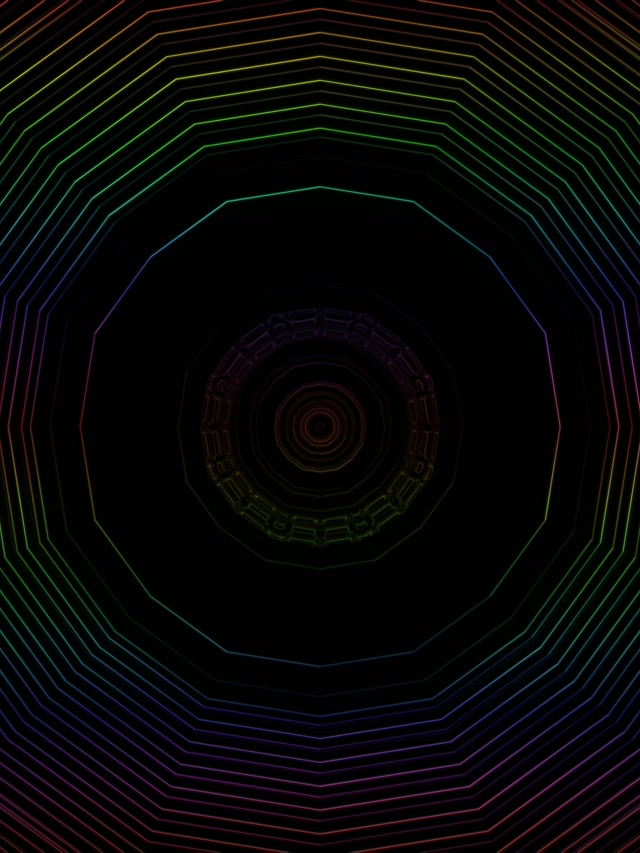 Neon Tunnel Spiraling Octagon Vortex 3:4 iPad Portrait 60fps VJ Loop Screensaver