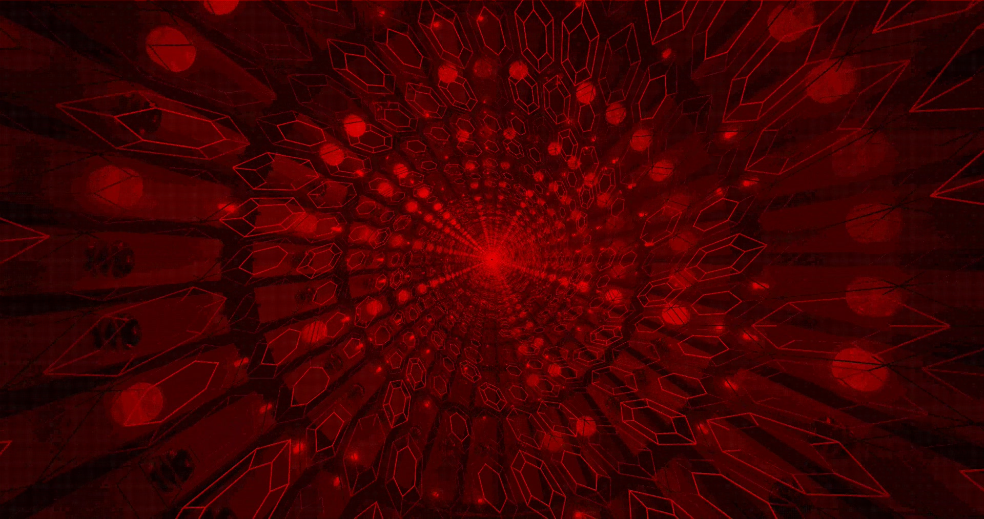 Duboko Crveni Geometrijski Tunel Čuvar Ekrana 4K UHD 60fps Pozadina u Pokretu