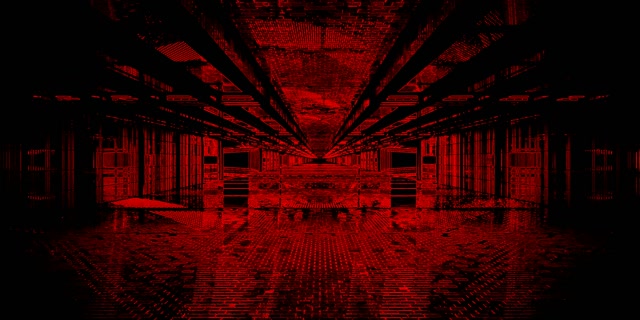 Red Neon Tunnel VJ Loop 2:1 Univisium 60fps Screensaver Glitch Grid