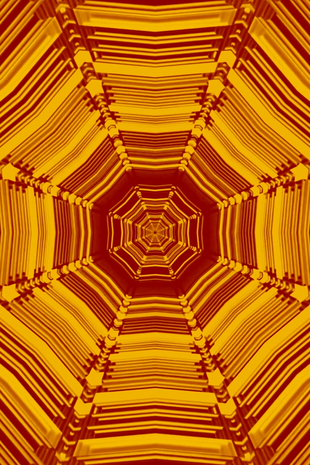 Neon Tunnel Amber Octagon Vortex Vj Loop 2:3 Photo Portrait 60fps Screensaver