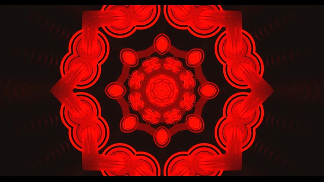 Crvena Apstraktna Geometrijska Mandala VJ Loop - Tamna Pozadina Grafika u Pokretu