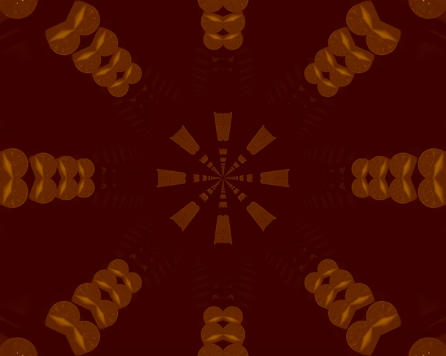 Neon Tunel Jantarni Fraktal Kaleidoskop 5:4 industrijski 60fps Čuvar Zaslona Vj Loop