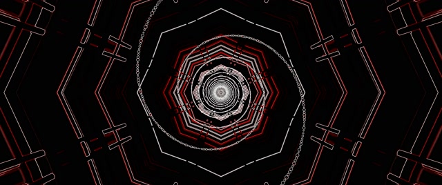 Neonski Tunel Osmerokut Vrtlog Crveni VJ Loop 2.39:1 Cinemascope 60fps Čuvar Ekrana