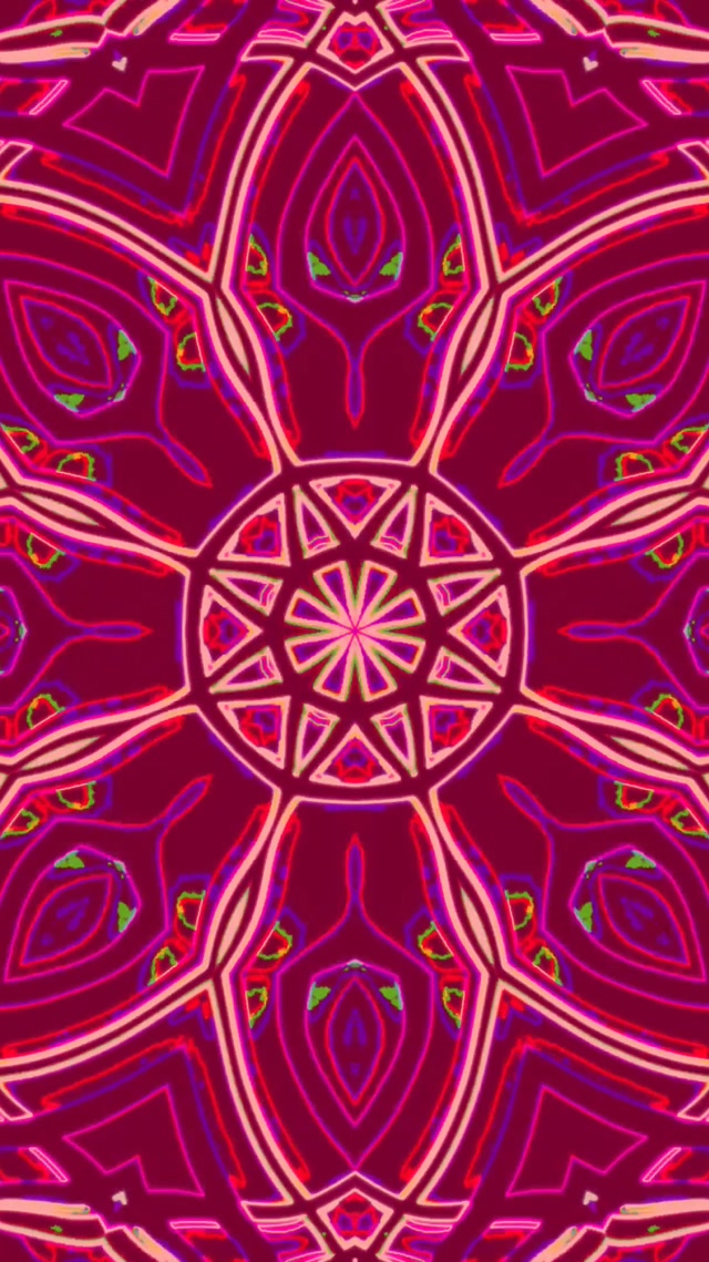 Neon Tunel Grimizna Mandala Zvijezda Vj Loop 9:16 Reels 60fps Čuvar Zaslona